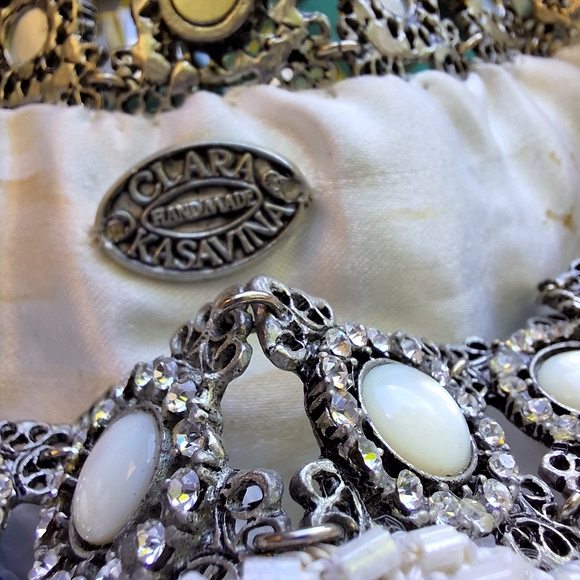 Beaded Mini Bag Sequin Purse Handmade Pearly White Metal Sequence Wedding bags - Picture 9 of 10